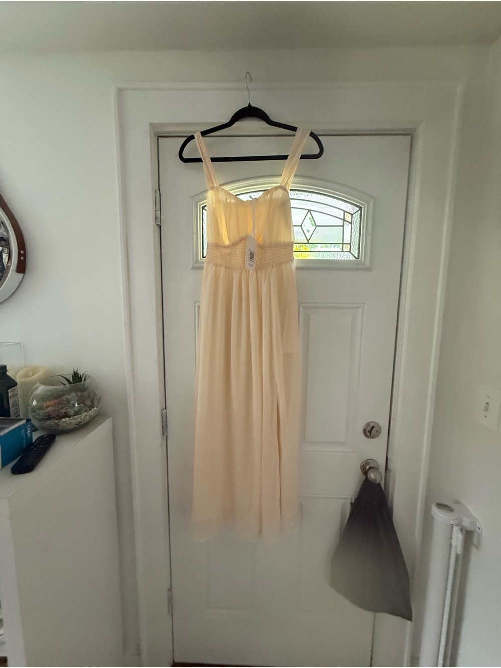 Grace Karin Pale Cream Maxi Dress with Spaghetti Straps